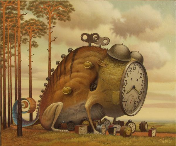 A-Jacek-Yerka-surrealist-fantasy-painting-of-the-guardian-of-time-and-his-henchmen-clocks.jpg